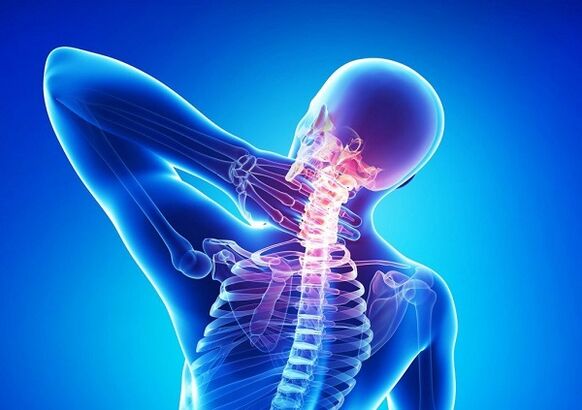 Pain in the cervical column with osteochondosis